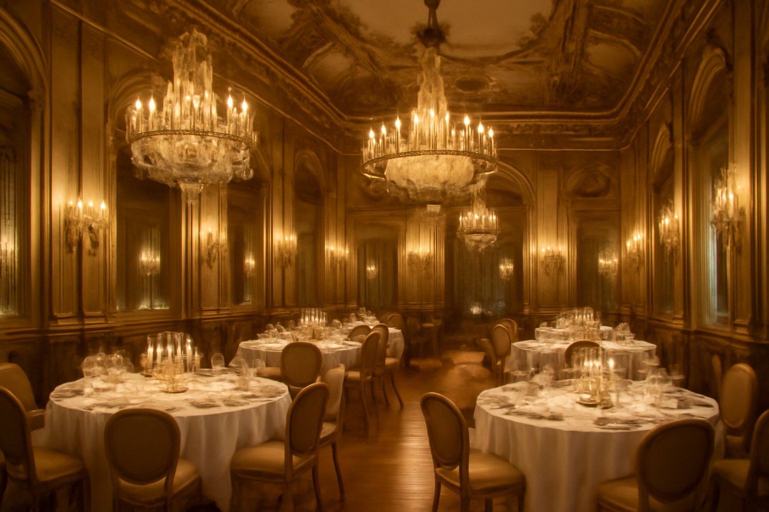 Salle de réception de palace parisien doré